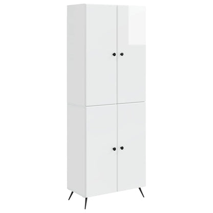 Cabinet Set 2 pcs High Gloss White Engineered Wood