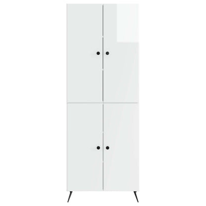 Cabinet Set 2 pcs High Gloss White Engineered Wood