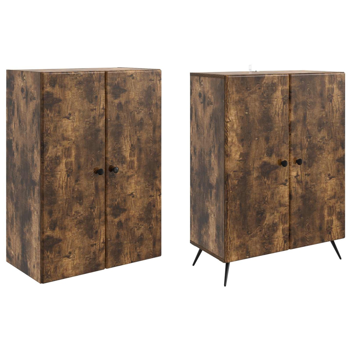Cabinet Set 2 pcs Smoked Oak Engineered Wood