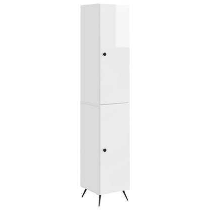 Cabinet Set 2 pcs High Gloss White Engineered Wood