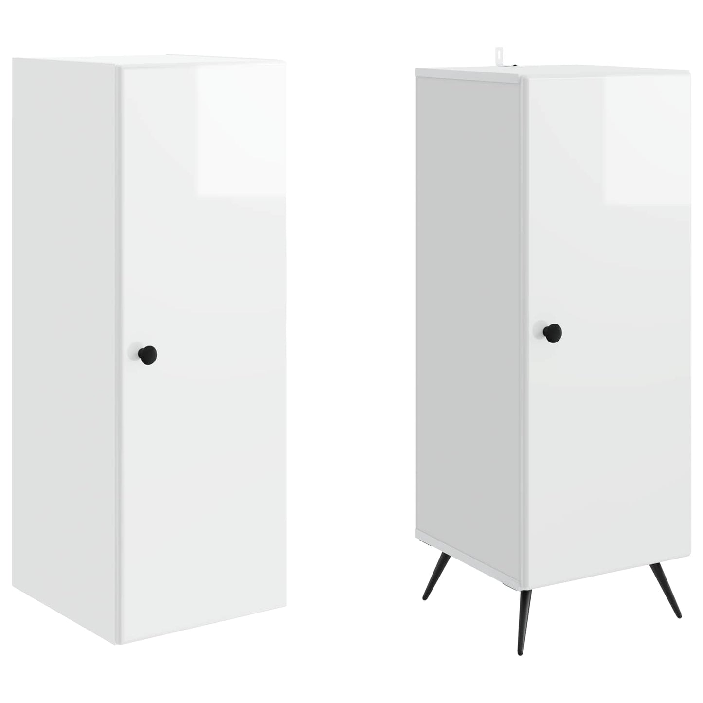 Cabinet Set 2 pcs High Gloss White Engineered Wood