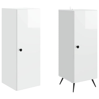 Cabinet Set 2 pcs High Gloss White Engineered Wood
