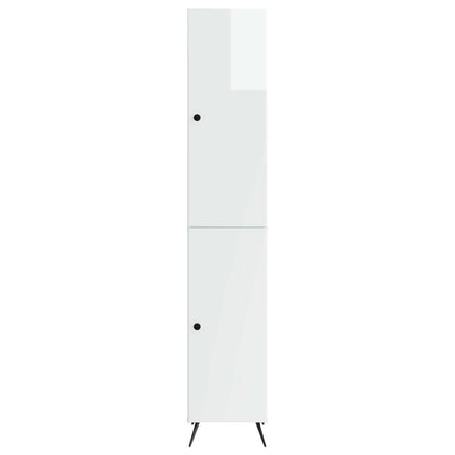 Cabinet Set 2 pcs High Gloss White Engineered Wood