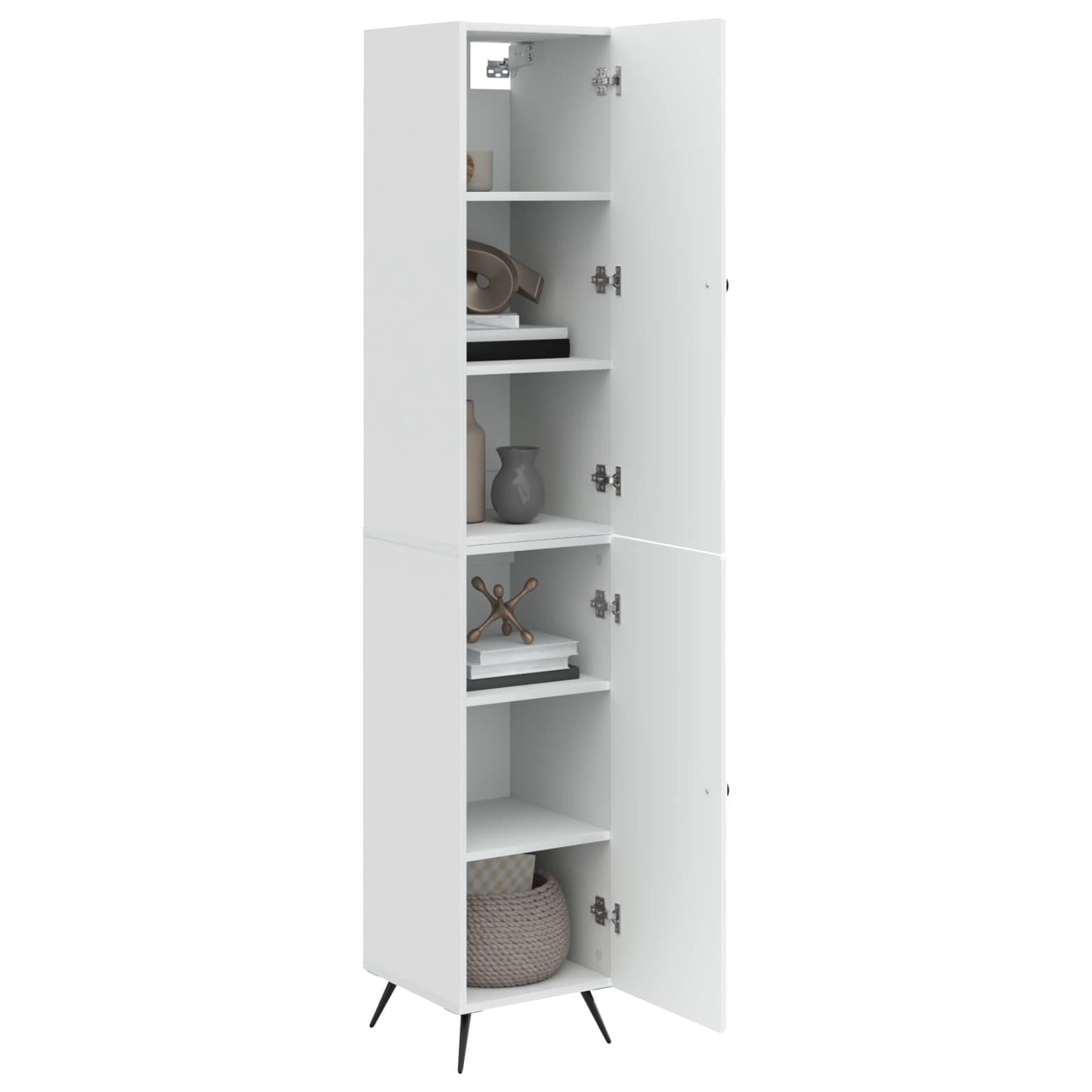 Cabinet Set 2 pcs High Gloss White Engineered Wood