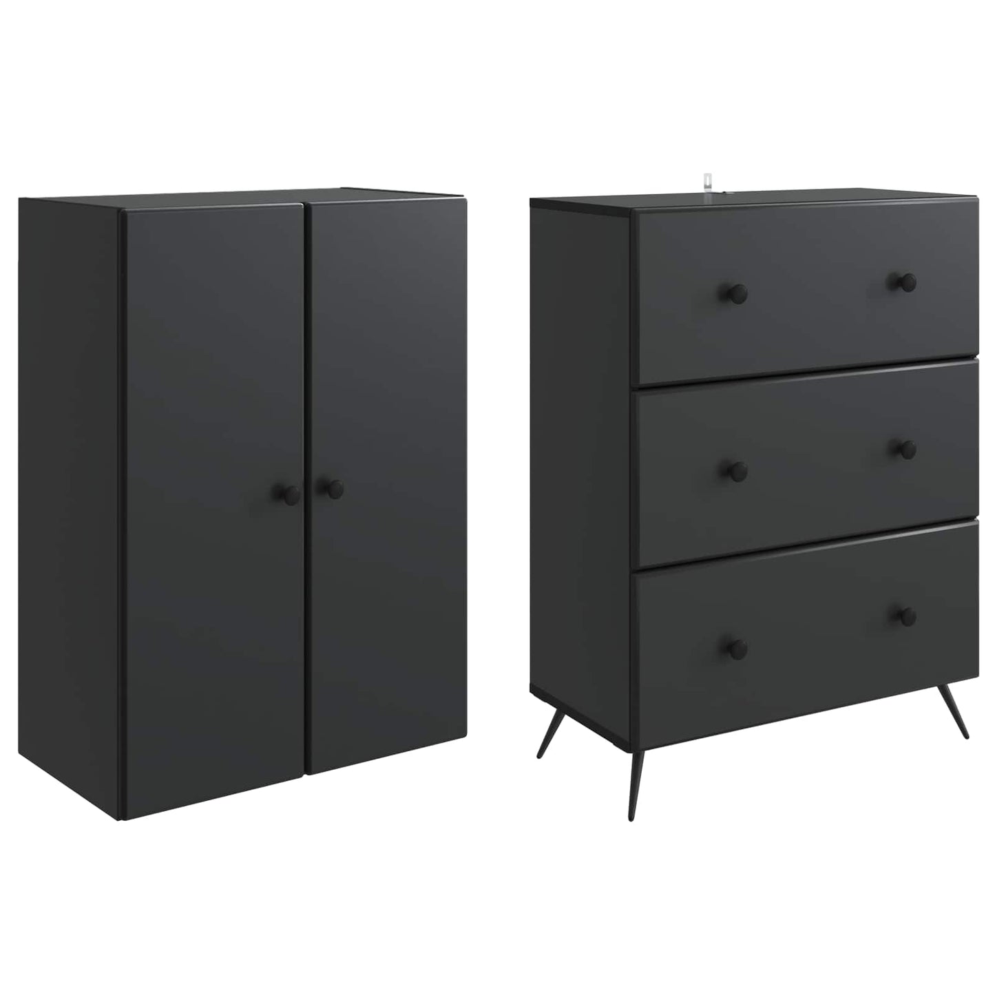 Cabinet Set 2 pcs 66 x 34.5 x 90 cm Engineered Wood Black