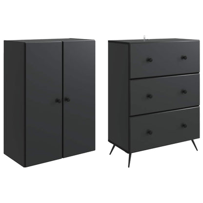 Cabinet Set 2 pcs 66 x 34.5 x 90 cm Engineered Wood Black
