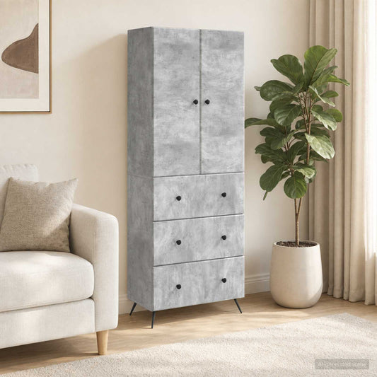Cabinet Set 2 pcs Concrete Grey 66 x 34.5 x 90 cm