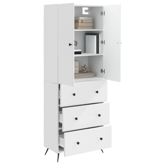 Cabinet Set 2 pcs High Gloss White 66 x 34.5 x 90 cm