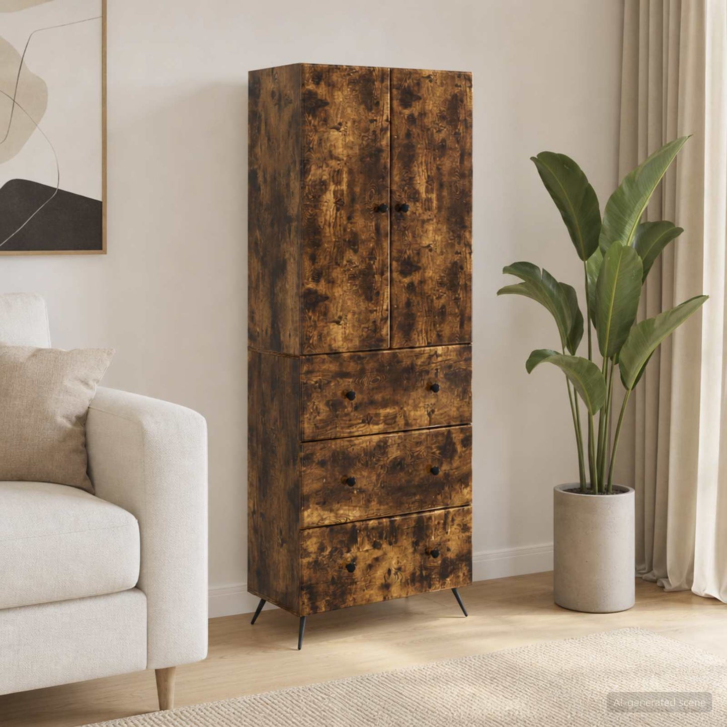 Cabinet Set 2 pcs 66 x 34.5 x 90 cm Engineered Wood Smoked Oak