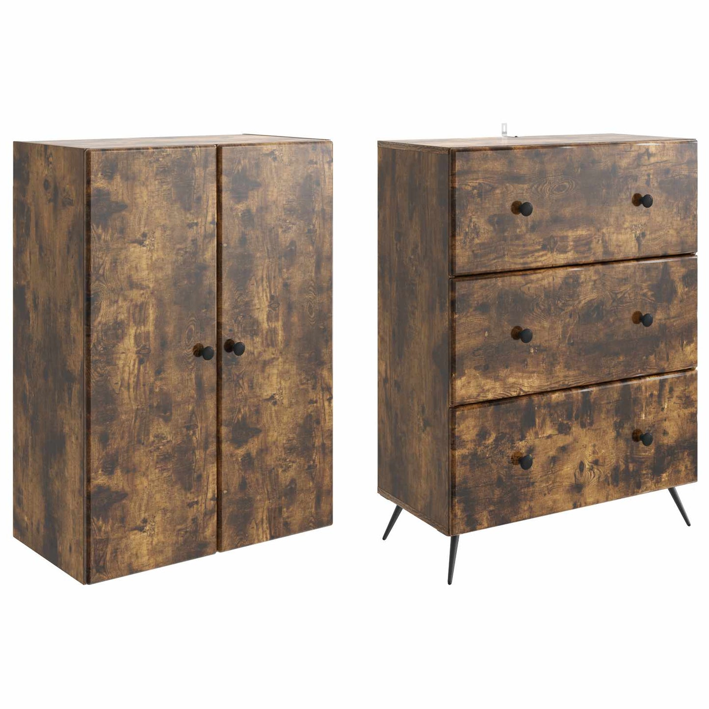 Cabinet Set 2 pcs 66 x 34.5 x 90 cm Engineered Wood Smoked Oak