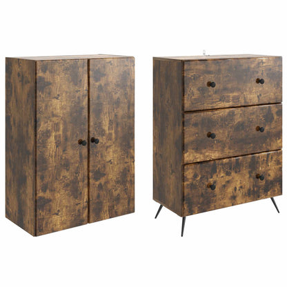 Cabinet Set 2 pcs 66 x 34.5 x 90 cm Engineered Wood Smoked Oak