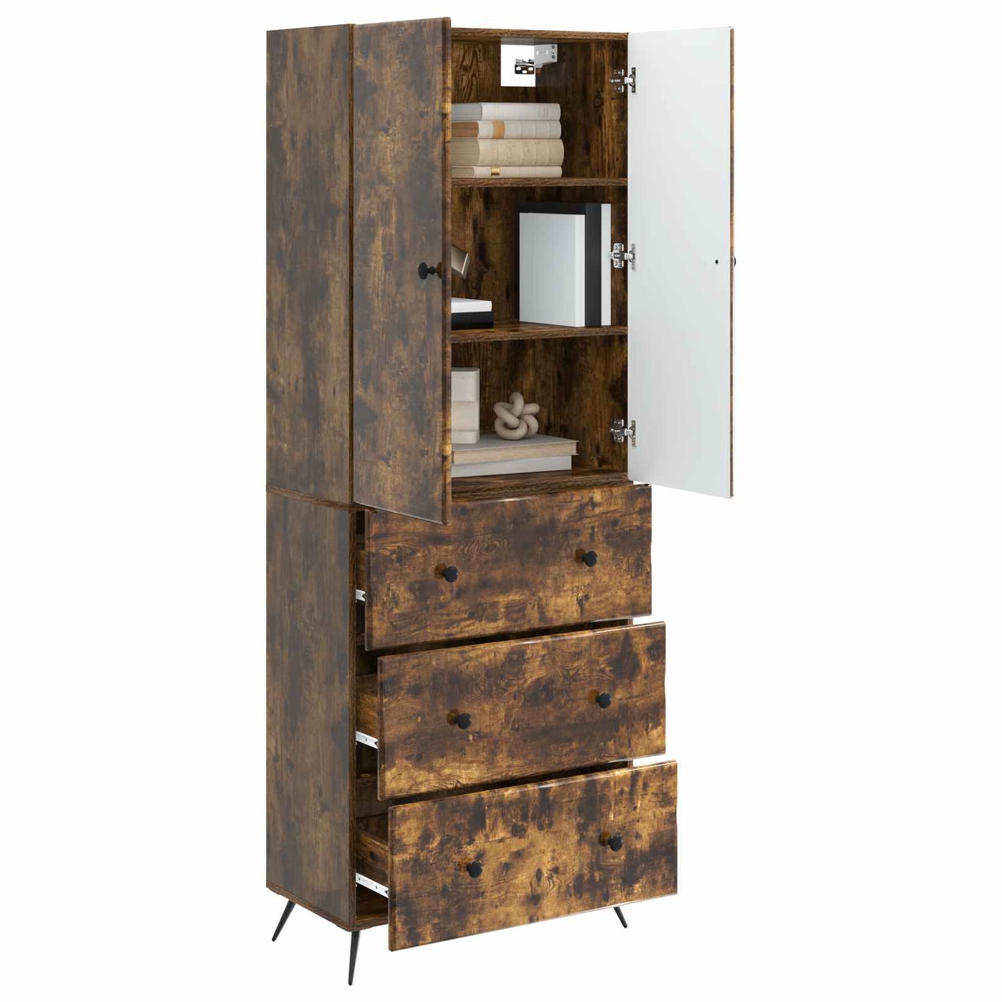 Cabinet Set 2 pcs 66 x 34.5 x 90 cm Engineered Wood Smoked Oak