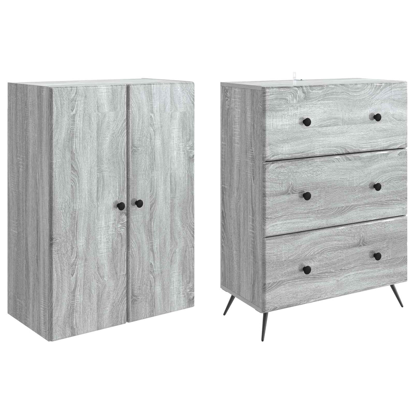 Cabinet Set 2 pcs 66 x 34.5 x 90 cm Engineered Wood Grey Sonoma