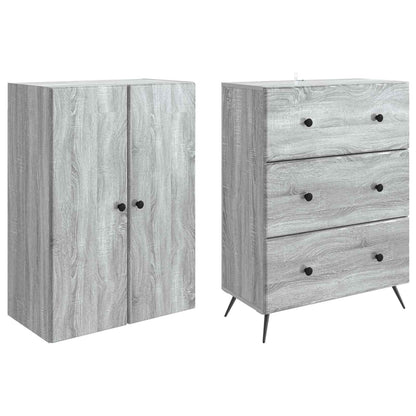 Cabinet Set 2 pcs 66 x 34.5 x 90 cm Engineered Wood Grey Sonoma