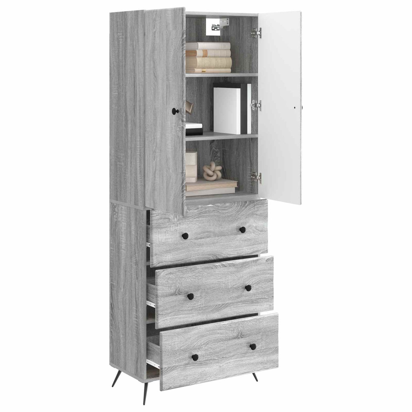 Cabinet Set 2 pcs 66 x 34.5 x 90 cm Engineered Wood Grey Sonoma