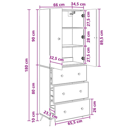 Cabinet Set 2 pcs 66 x 34.5 x 90 cm Engineered Wood Grey Sonoma
