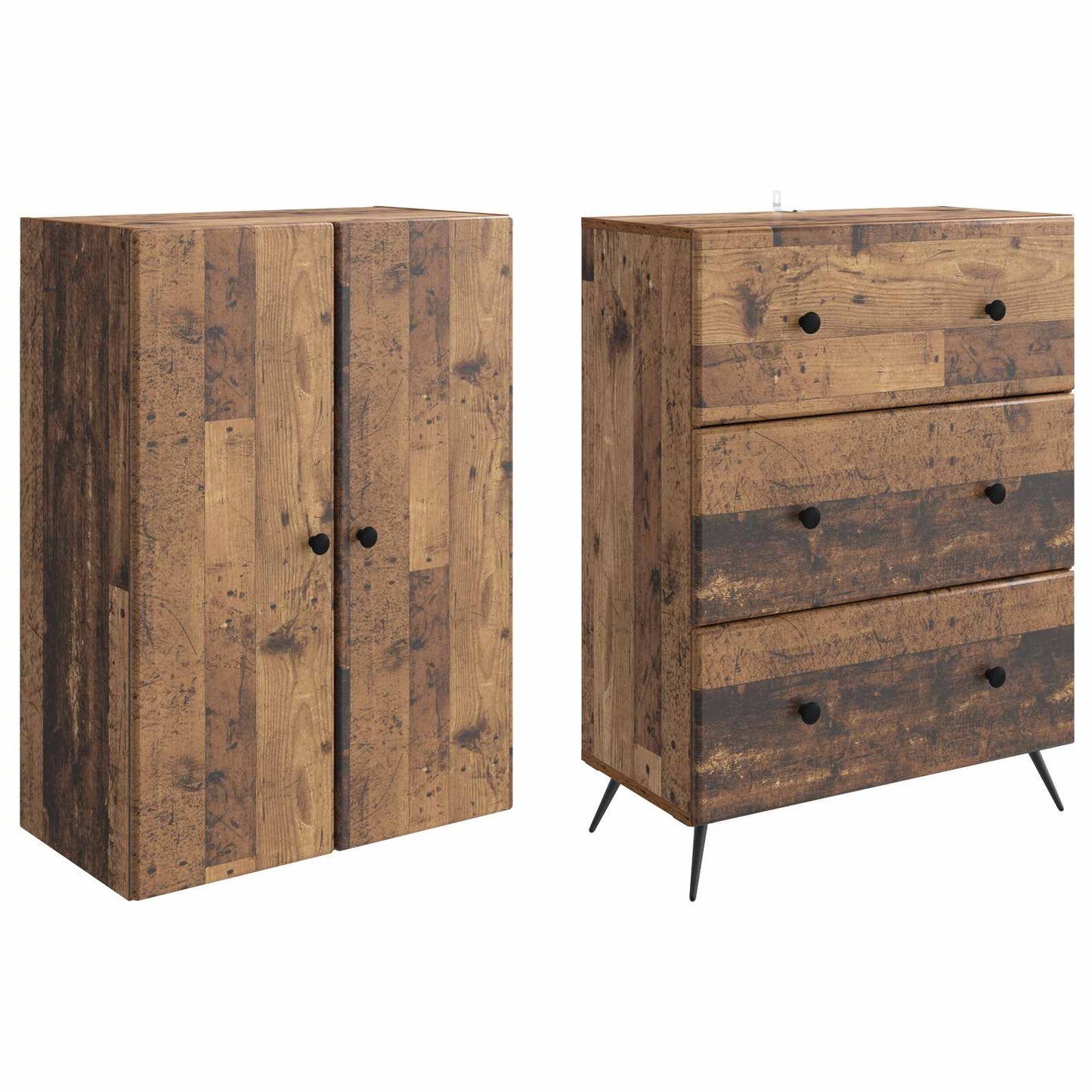 Cabinet Set 2 pcs 66 x 34.5 x 90 cm Engineered Wood Old Wood