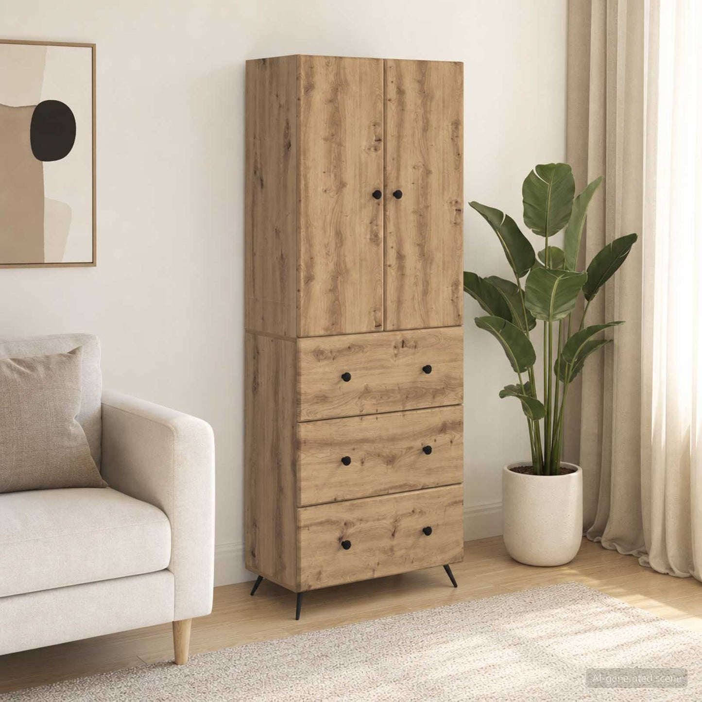 Cabinet Set 2 pcs 66 x 34.5 x 90 cm Engineered Wood Artisan Oak