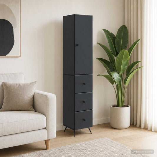 Cabinet Set 2 pcs Black 34.5 x 34.5 x 90 cm Engineered Wood
