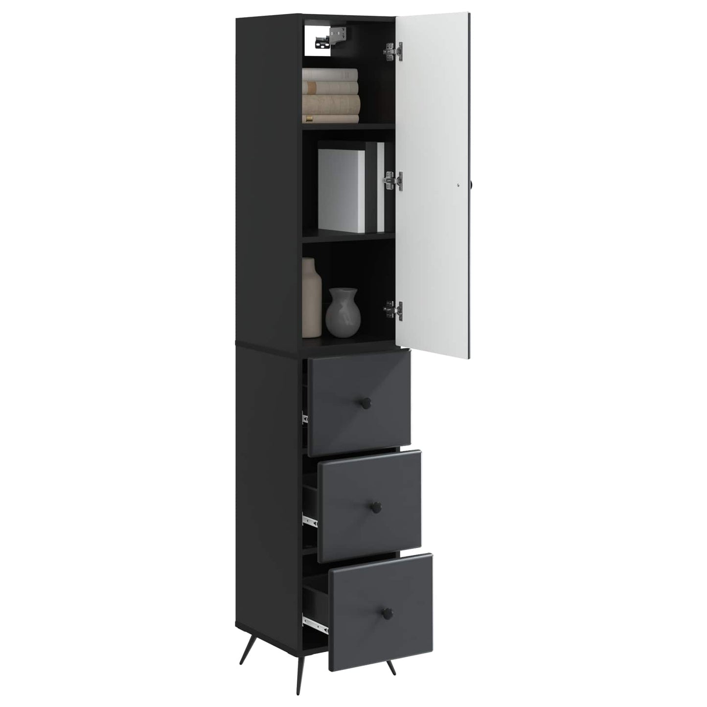 Cabinet Set 2 pcs 34.5 x 34.5 x 90 cm Engineered Wood Black