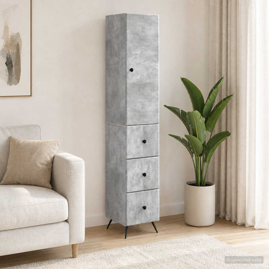 Cabinet Set 2 pcs Concrete Grey 34.5 x 34.5 x 90 cm