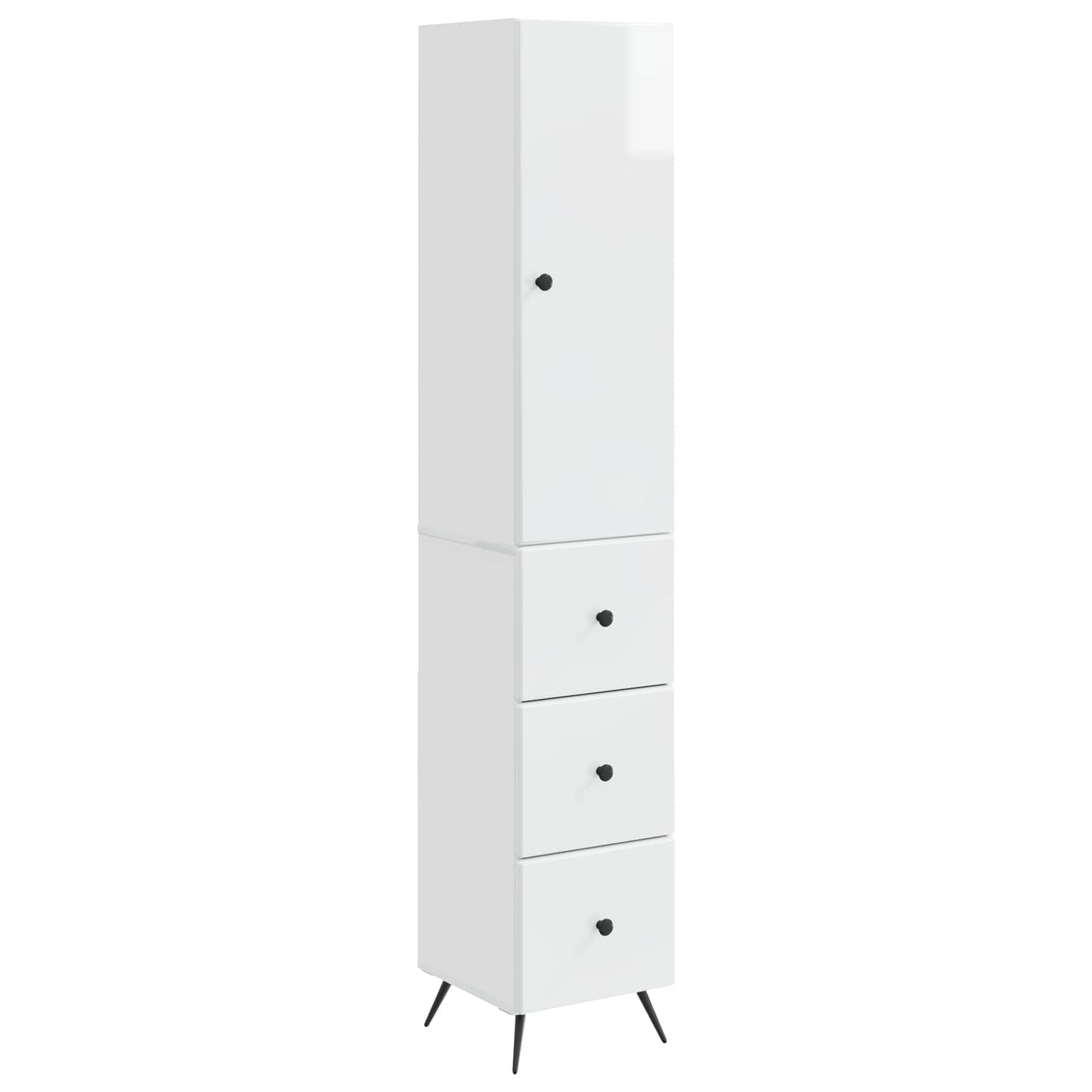 Cabinet Set 2 pcs High Gloss White 34.5 x 34.5 x 90 cm