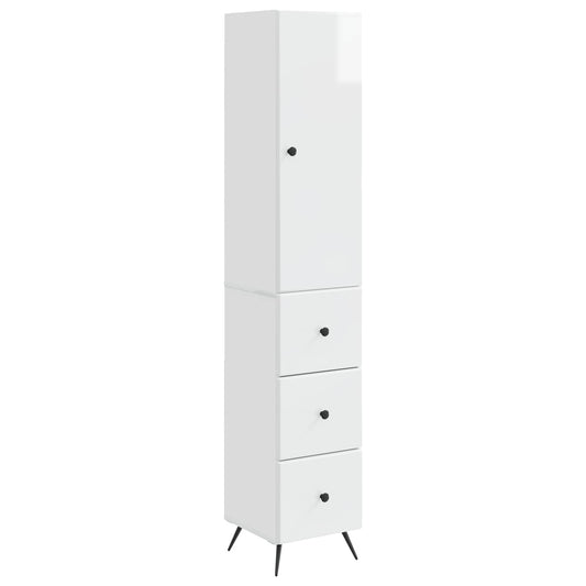 Cabinet Set 2 pcs High Gloss White 34.5 x 34.5 x 90 cm