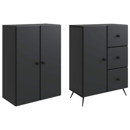 Cabinet Set 2 pcs Black Engineered Wood