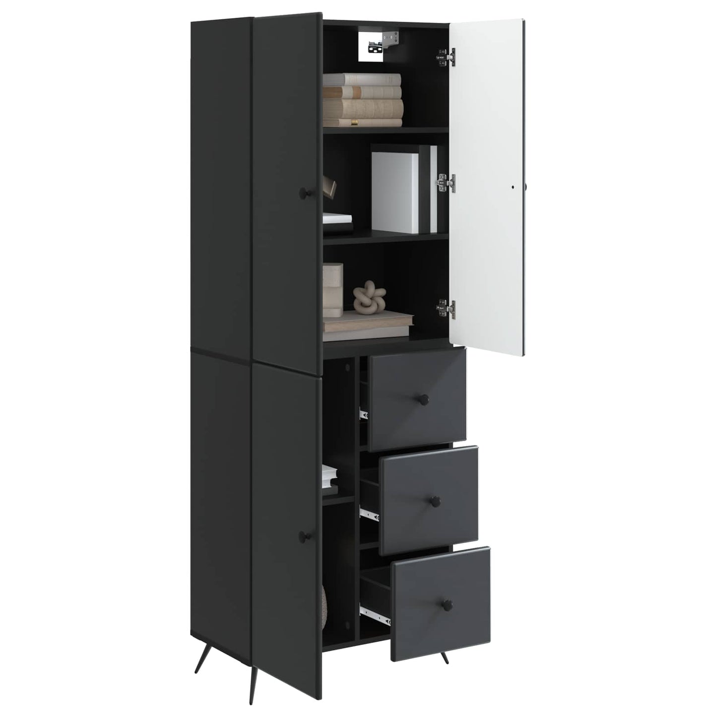 Cabinet Set 2 pcs Black Engineered Wood