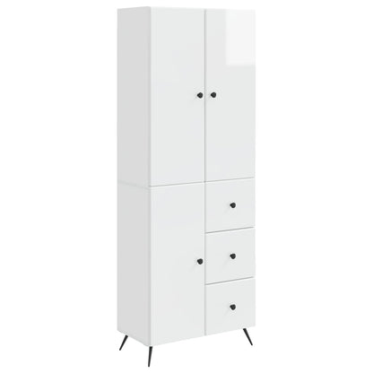 Cabinet Set 2 pcs High Gloss White Engineered Wood