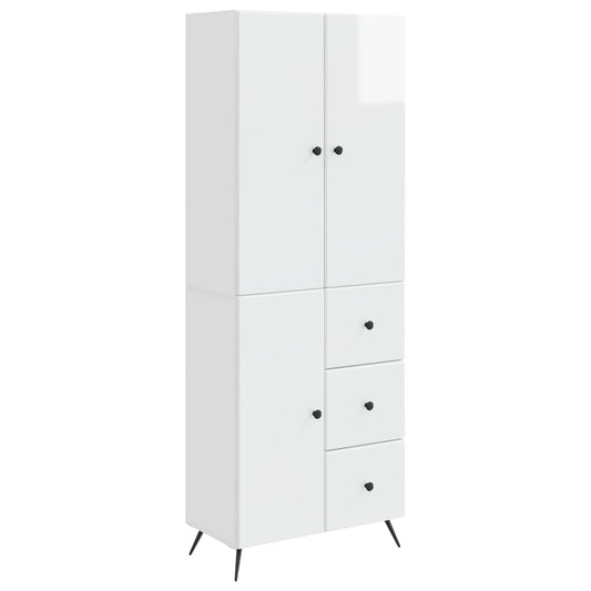Cabinet Set 2 pcs High Gloss White Engineered Wood