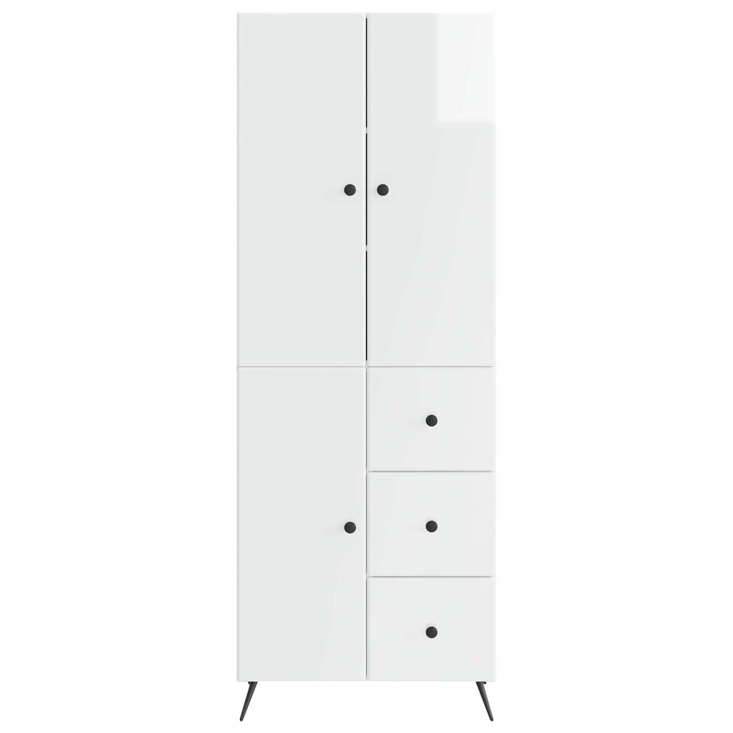 Cabinet Set 2 pcs High Gloss White Engineered Wood