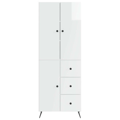 Cabinet Set 2 pcs High Gloss White Engineered Wood