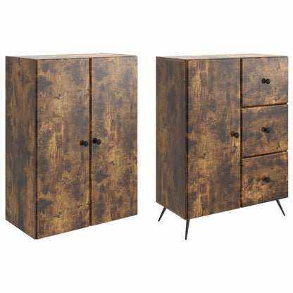 Cabinet Set 2 pcs Smoked Oak Engineered Wood