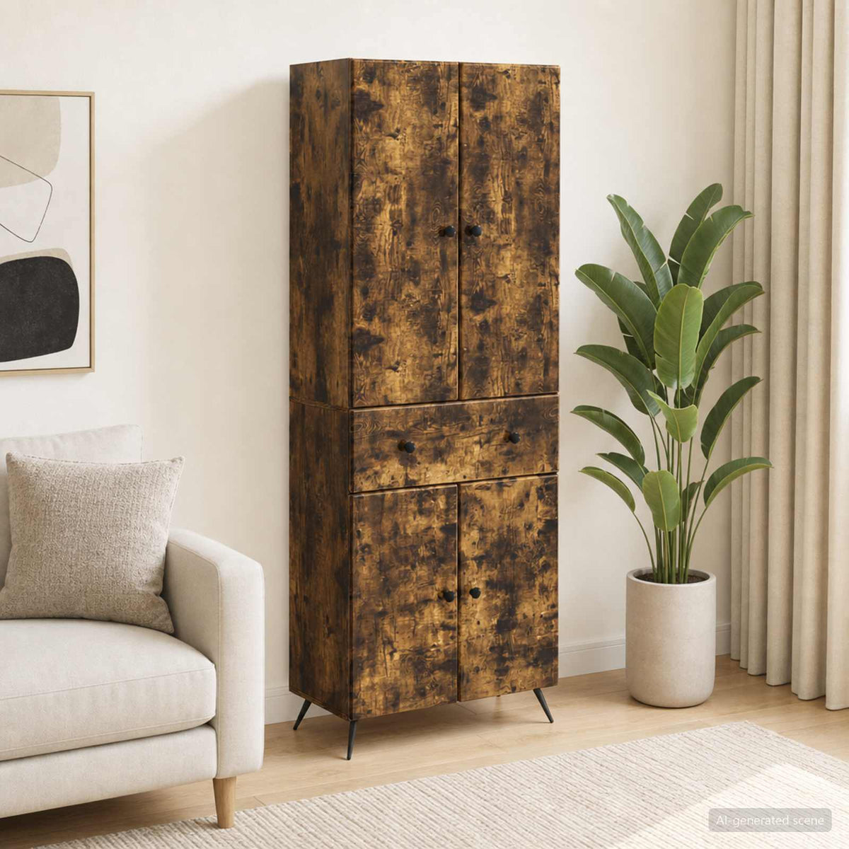 Cabinet Set 2 pcs Smoked Oak 66 x 34.5 x 90 cm Engineered Wood