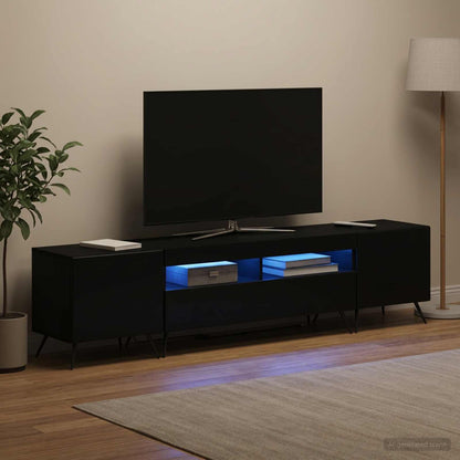 5 Piece LED TV Cabinet Black Engineered Wood