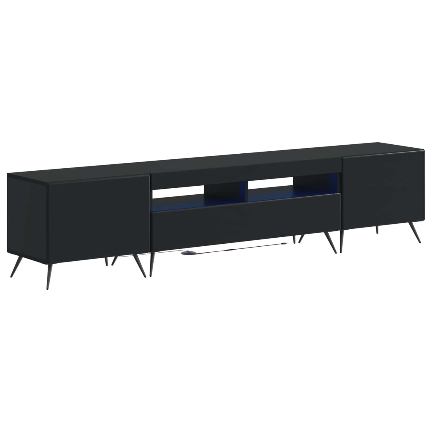 5 Piece LED TV Cabinet Black Engineered Wood