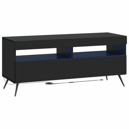5 Piece LED TV Cabinet Black Engineered Wood