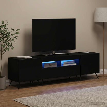 5 Piece LED TV Cabinet Black Engineered Wood