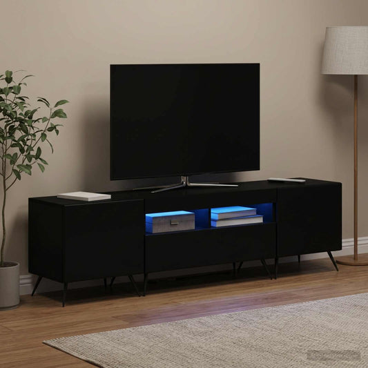 LED TV Cabinet BREDA 3 pcs Black Engineered Wood