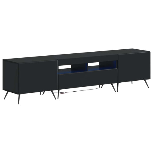 5 Piece LED TV Cabinet Black Engineered Wood