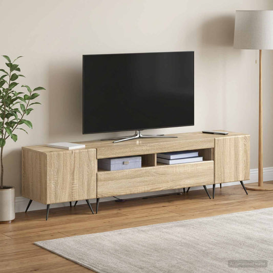 LED TV Cabinet BREDA 3 pcs Sonoma Oak Engineered Wood