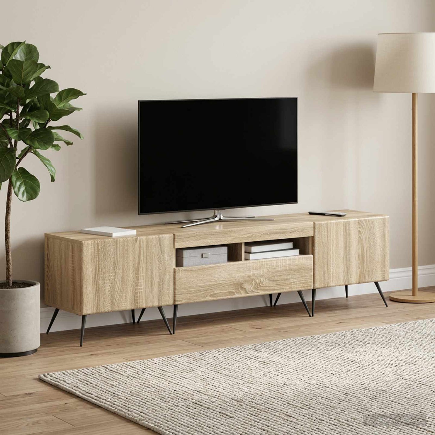 5 Piece LED TV Cabinet Sonoma Oak Engineered Wood
