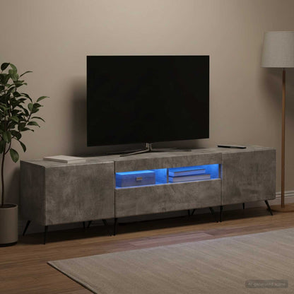 5 Piece LED TV Cabinet Concrete Grey Engineered Wood