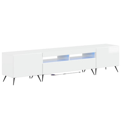 5 Piece LED TV Cabinet High Gloss White Engineered Wood