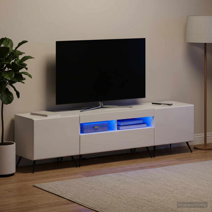 LED TV Cabinet BREDA 3 pcs High Gloss White Engineered Wood