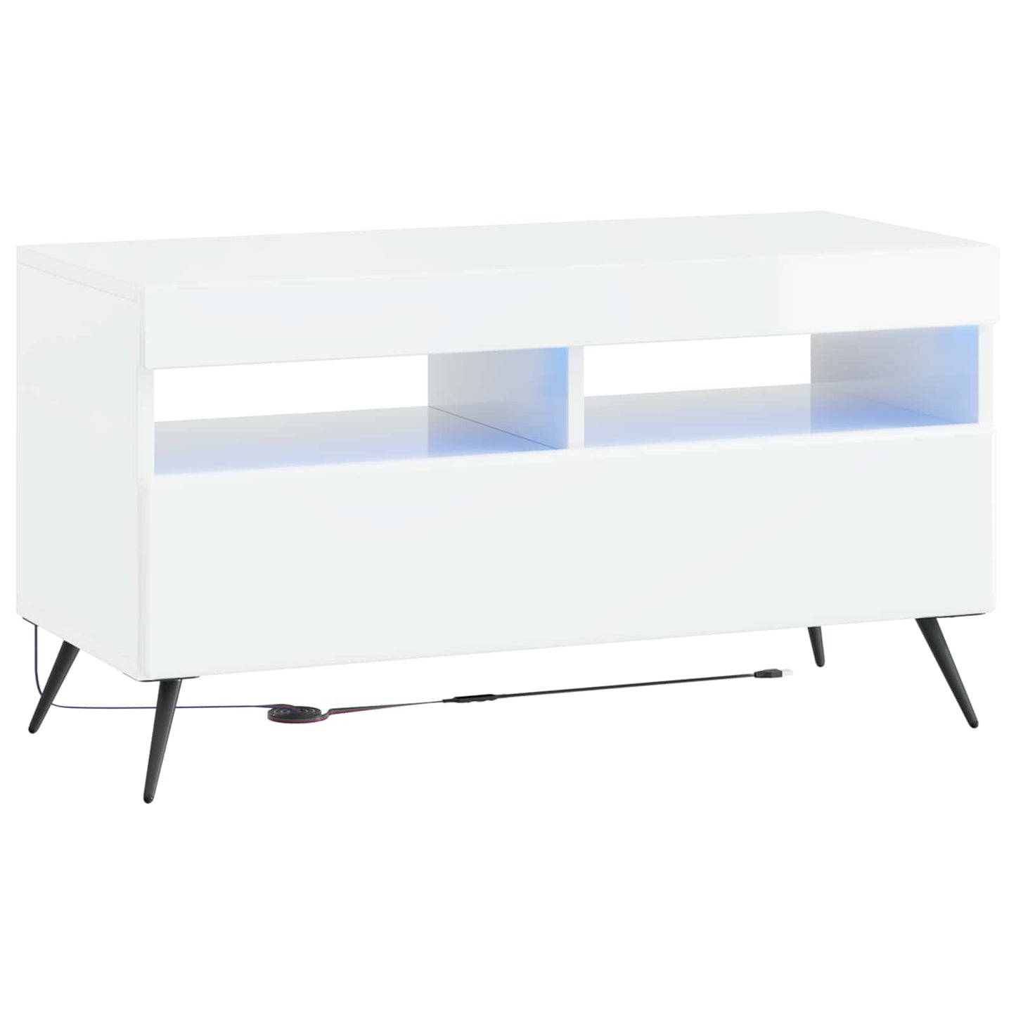 5 Piece LED TV Cabinet High Gloss White Engineered Wood