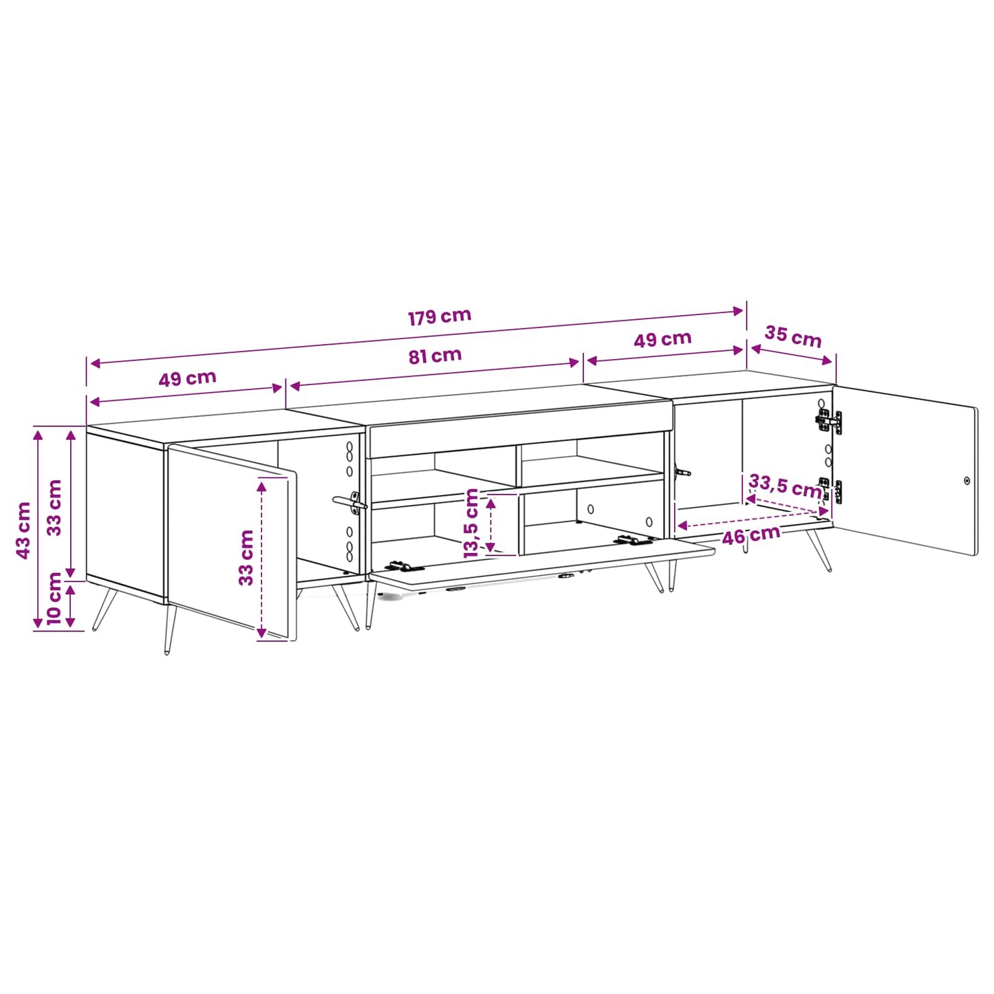 5 Piece LED TV Cabinet High Gloss White Engineered Wood