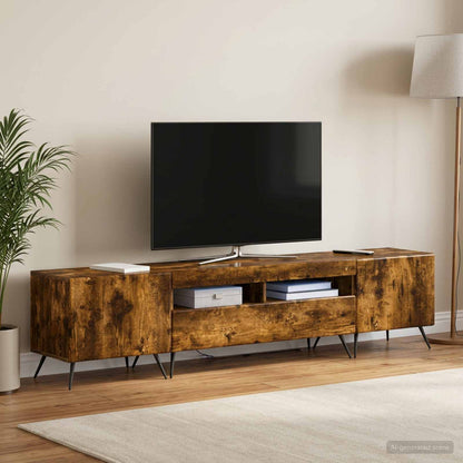 5 Piece LED TV Cabinet Smoked Oak Engineered Wood