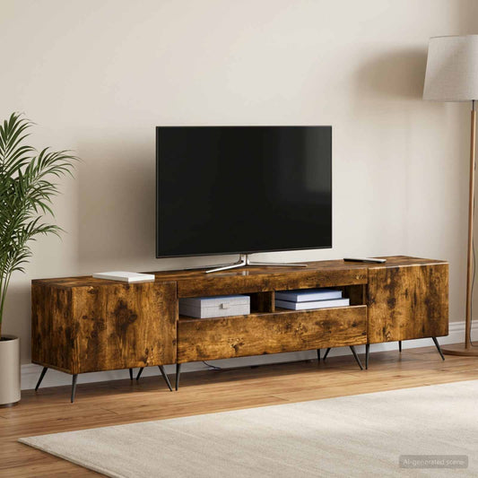 LED TV Cabinet BREDA 3 pcs Smoked Oak Engineered Wood